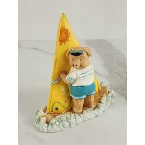 Windsurfing Pig Piglet Piggy Figurine Sail Beach 5" x 4 1/2" Year 90s Home Decor